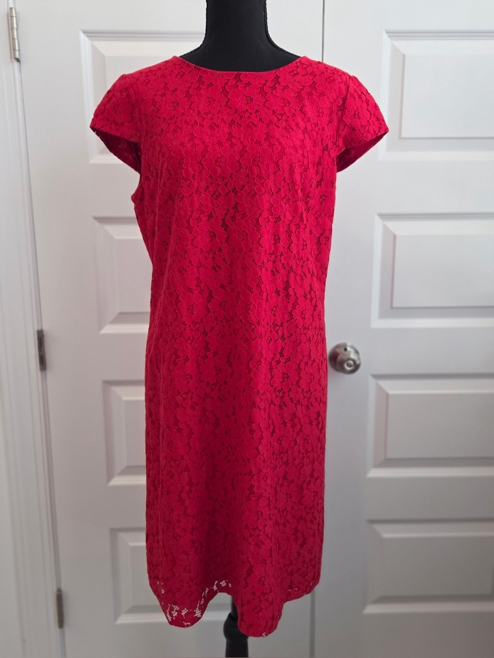 Tommy Hilfiger Red Lace Midi Shift Dress
